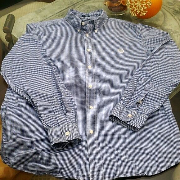 CHAPS men's navy geometric dress shirt large - Picture 1 of 2
